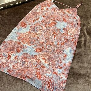 Aqua Paisley Print Slip Dress - Size Small